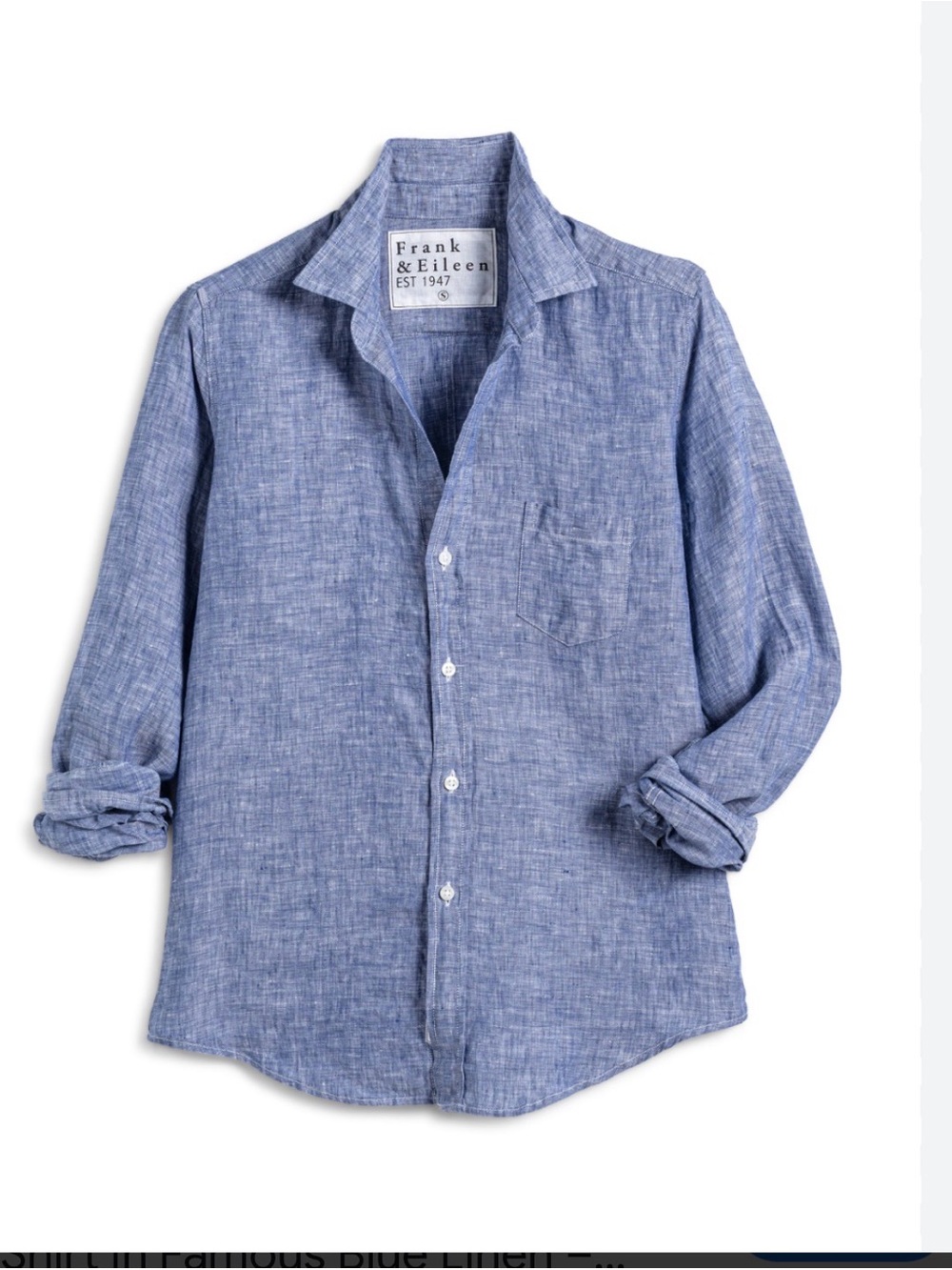Frank & Eileen Barry Button Up Shirt in Famous Blue Linen size L